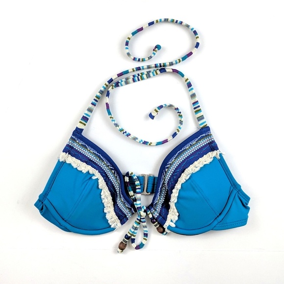 Lucky Brand Bikini Top Petite Fringes Small NWOT - Picture 3 of 8